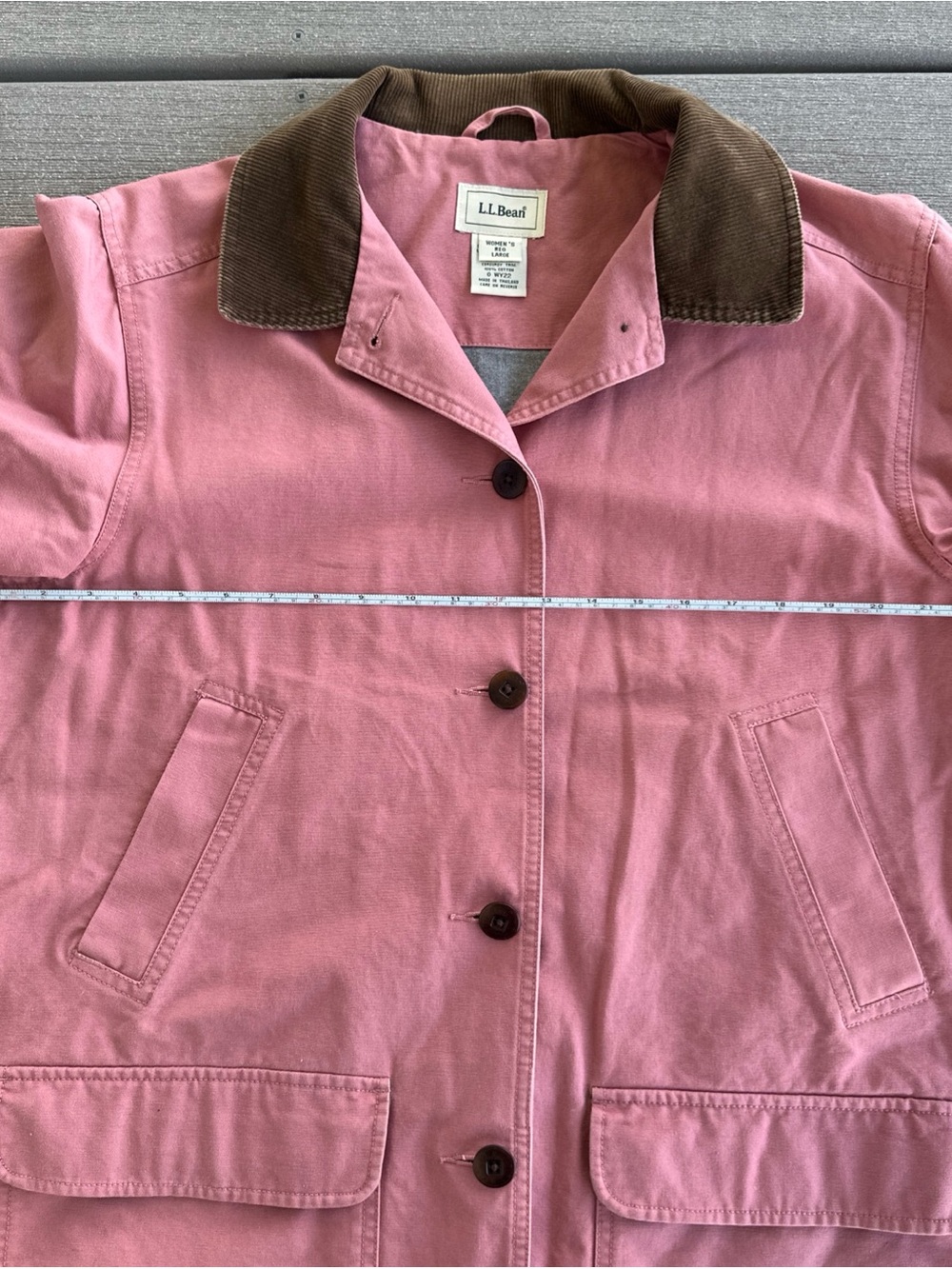 L.L. Bean Women’s Size L Pink Chore Jacket Flannel-Lined  Barn Work Coat Canvas - Picture 13 of 15